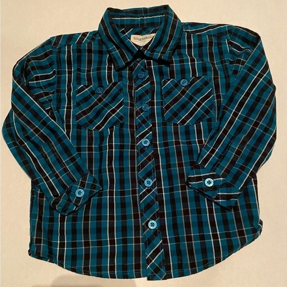 ToughSkins Boys 3T Long Sleeve Plaid Button Down Dress shirt - Picture 1 of 4